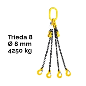 Čtyřpramenný řetězový vazák, oko-4 hák, zkracovač, nosnost 4250/3000 kg, G8-8, Certifikát, ČŽ